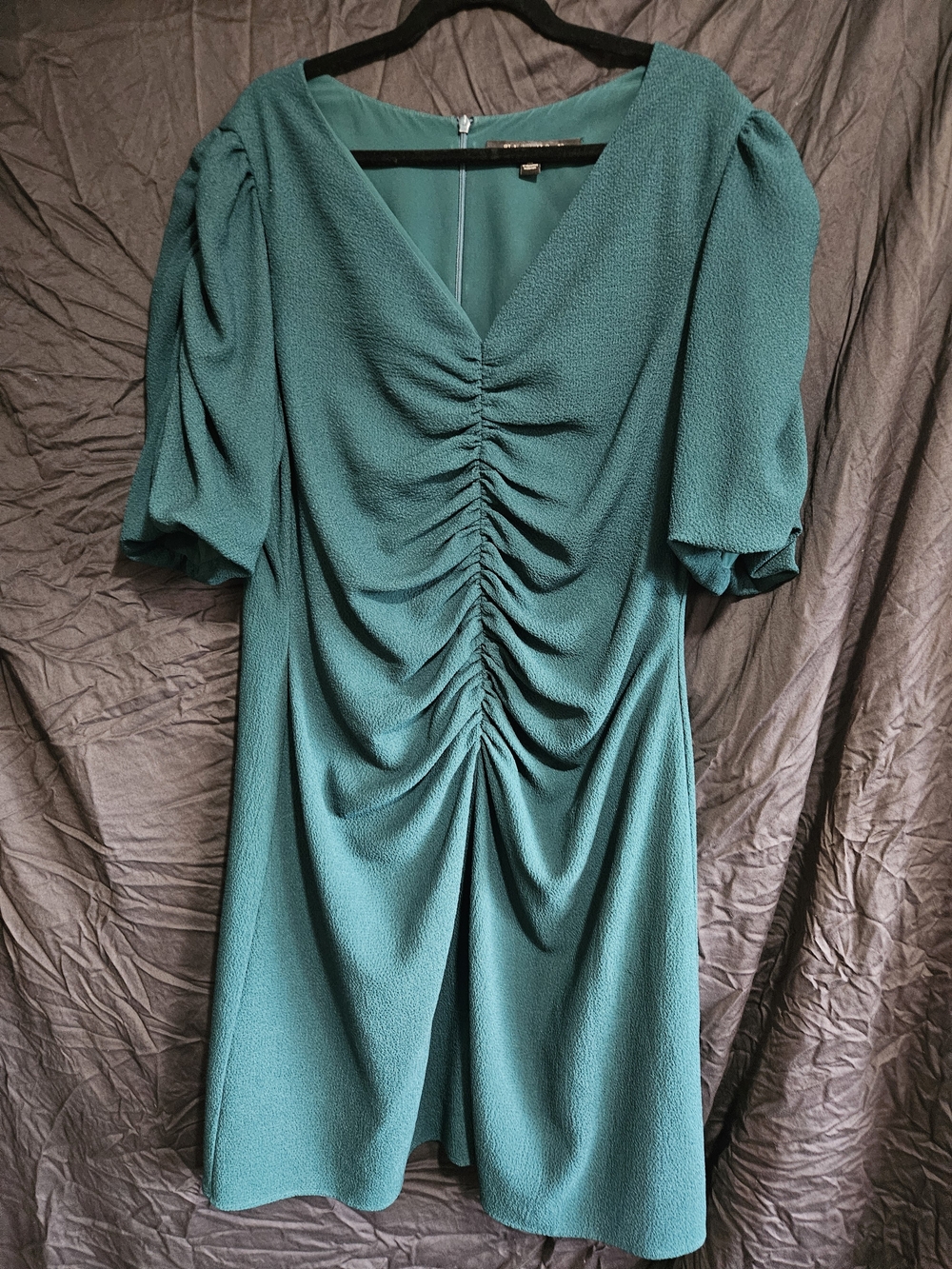 Black Halo- Remus Dress- Size - 20 Jade Green Ruched V-Neck Women's Dress